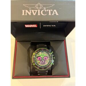Invicta Marvel Hulk Chronograph Quartz Black Green Pink Dial Men's Watch